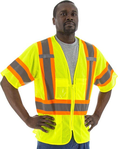 Majestic 75-3301 High Visibilty With Dot Striping Mesh Safety Vest , Ansi 3, R