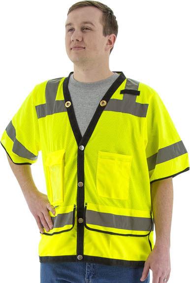Majestic 75-3307 High Visibility Heavy Duty Polyester Mesh Safety Vest, Ansi 3, R