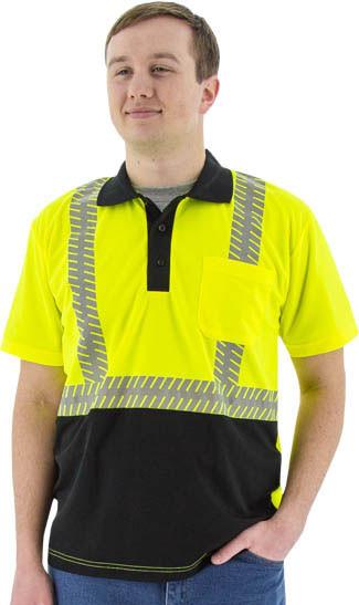 Majestic 75-5213 High Visibility Short Sleeve Polo With Reflective Chainsaw Striping, Ansi 2, R