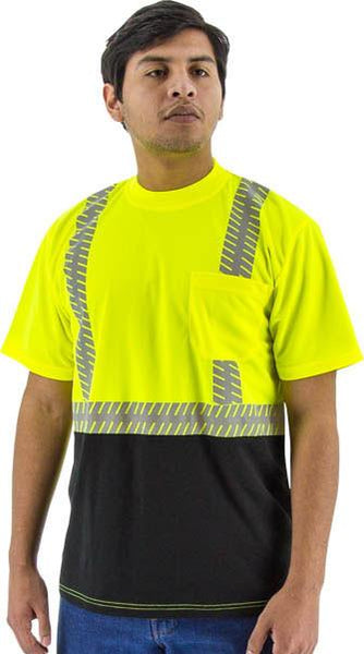 a road worker wearing a high visibility shirt from Majestic Gloves brand