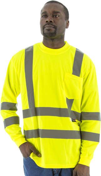 Majestic 75-5355 High Visibility Yellow Long Sleeve Shirt, Ansi 3, Type R