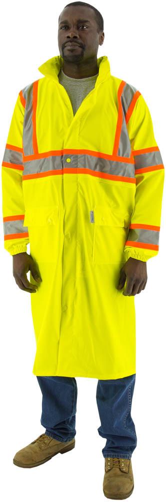 Majestic 75-7303 High Visibility Waterproof With Dot Striping Rain Coat , Ansi 3, R