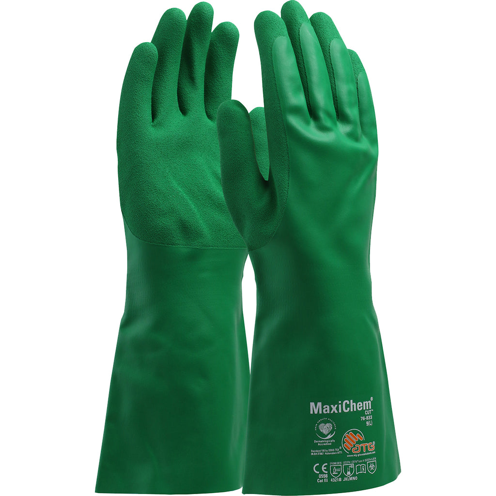 MaxiChem Cut 76-833 14" Nitrile Blend Coated Glove with HPPE Liner and Non-Slip Grip on Palm and Fingers (One Dozen)