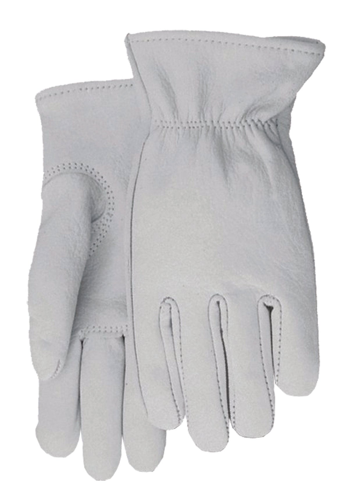 Midwest 795 Select Grain Goatskin Keystone Thumb Flat Finger Seam Gathered Elastic At Wrist Gloves (6 Pair)
