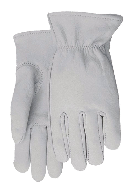 Midwest 795 Select Grain Goatskin Keystone Thumb Flat Finger Seam Gathered Elastic At Wrist Gloves (6 Pair)