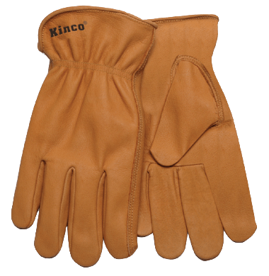 Kinco 81 Rust Full Grain Buffalo Easy-On Cuff Shirred Elastic Wrist Leather Hem Drivers Gloves (3 Pair)