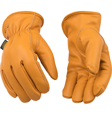 Kinco 81HK Rust Full Grain Buffalo, Easy-On Cuff Shirred Elastic Wrist Leather Hem Heatkeep Thermal Insulation (3 Pair)