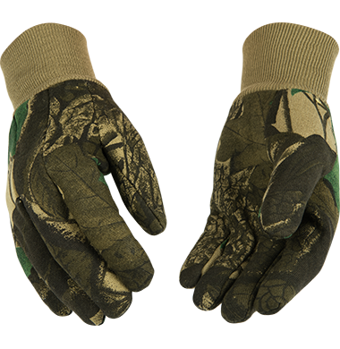 Kinco 825 Camouflage 9 oz. Heavyweight Jersey, Polyester Knit Wrist, Straight Thumb Design Gloves (One Dozen)
