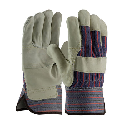 PIP 87-1563P Men's Top Grain Cowhide Leather Reinforced Fabric Back Gloves (One Dozen)