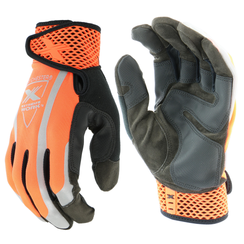 West Chester 89308OR Extreme Work VizX Safety Gloves, Orange (1 Pair)
