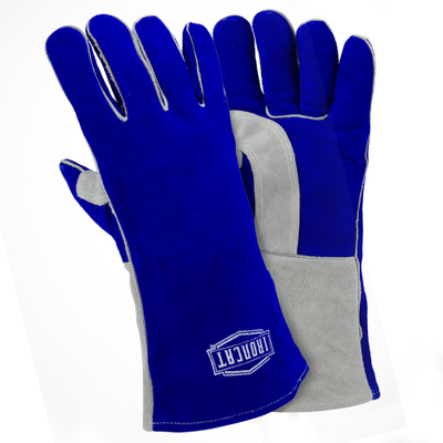 West Chester 9051 Iron Cat Premium Cowhide Gloves, Blue/Grey (One Dozen)