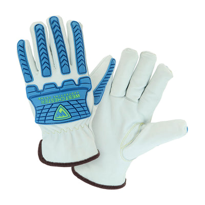 Boss 9120 Top Grain Sheepskin Leather Drivers Glove with Impact Protection and Aramid Blend Lining (1 Pair)