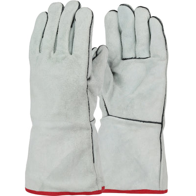 a pair of cowhide leather welder's gloves with cotton liner