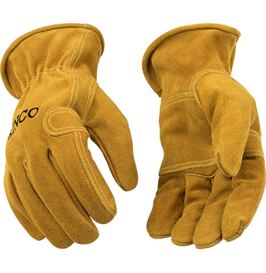 Kinco 97 Golden Full Suede Cowhide Ergonomic Keystone Thumb Gloves (3 Pair)