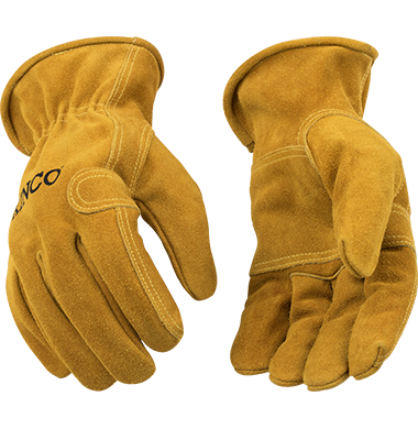 Kinco 97 Golden Full Suede Cowhide Ergonomic Keystone Thumb Gloves (One Dozen)