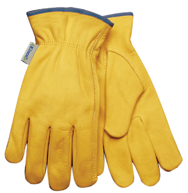Kinco 98W Women's Tan Full Grain Cowhide Easy-On Cuff Shirred Elastic Wrist Leather Hem Keystone Thumb (3 Pair)