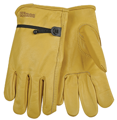 Kinco 99 Tan Full Grain Cowhide Adjustable Ball and Tape Pull-Strap Cuff Leather Hem Keystone Thumb (3 Pair)