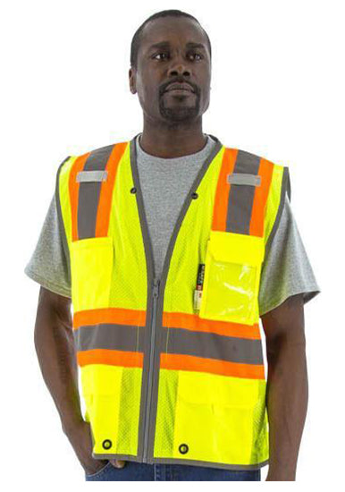 Majestic 75-3225 High Visibility With Two-Tone Dot Striping D-Ring Pass Thru Safety Vest, Ansi 2, R