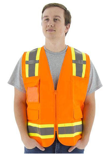 Majestic 75-3244 High Visibility With Two-Tone Dot Striping Surveyors Safety Vest, Ansi 2, R (Each)