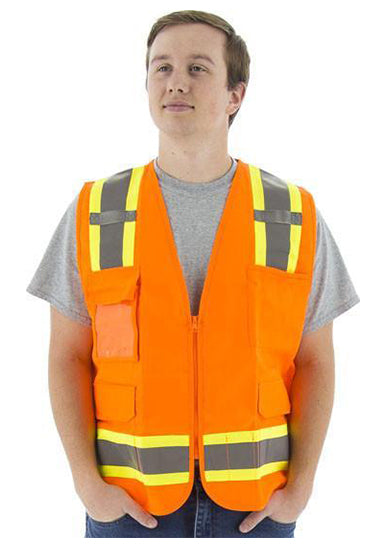 Majestic 75-3244 High Visibility  With Two-Tone Dot Striping Surveyors Safety Vest, Ansi 2, R