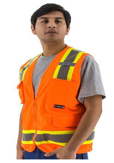 Majestic 75-3224 High Visibility With Two-Tone Dot Striping Surveyors Safety Vest , Ansi 2, R