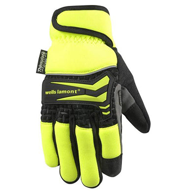 Wells Lamont 7763Y Men's Hi-Dexterity Hi-Viz Winter Gloves, 40-gram Thinsulate, Knuckle Protection 12 Pairs