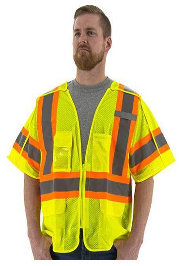 Majestic 75-3305 High Visibility Breakaway With Dot Striping Mesh Polyester Safety Vest, Ansi 3, R