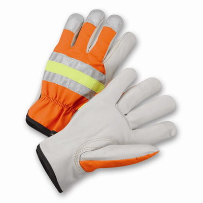 West Chester HVO990K High-Viz Grain Cowhide Leather Driver Gloves (One Dozen)