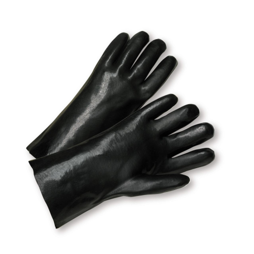 West Chester J1027 Standard Smooth Black 12" PVC Jersey Lined Gloves (One Dozen)