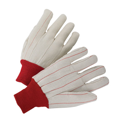 PIP K81SCNCRI Polyester/Cotton Corded Double Palm Glove with Nap-In Finish Red Knit Wrist (One Dozen)