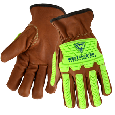 West Chester KS993KOAB Oil Armor Finish Goat Driver w/ Cut Lining and Bumpers Gloves (One Pair)