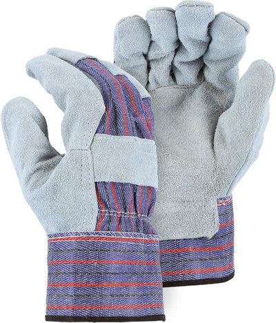 Majestic 3501C Split Cowhide Leather Wing Thumb Palm Heavy Polyethylene Safety Cuff Work Gloves (One Dozen)