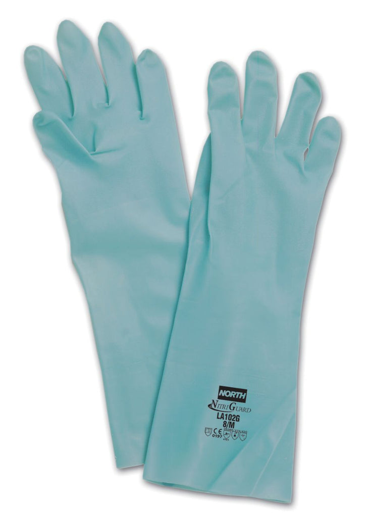 Honeywell Nitriguard Plus LA102G Green Unsupported Nitrile, Chemical Resistant Gloves (One Dozen)