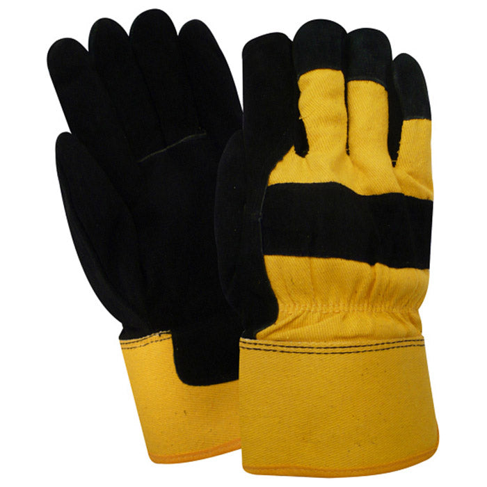 Red Steer 53164 Suede Pile Thermal Lined Yellow Fabric Back Leather Palms Gloves (One Dozen)