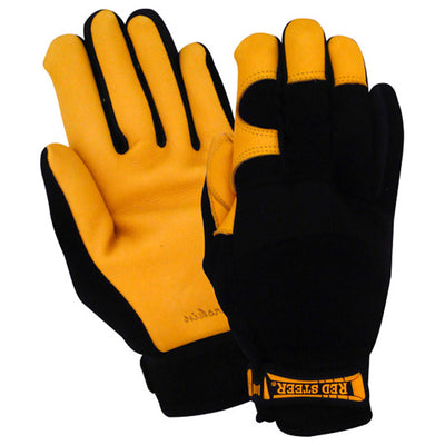 Red Steer 5521 Grain Deerskin HeatSaver Thermal Lined Velcro Wrist Strap Drivers Gloves (One Dozen)