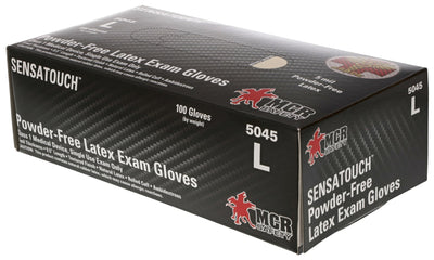 MCR Safety 5045 SensaTouch Powder Free Disposable Examination Latex Gloves, Medical Grade, 5 mil, Textured Grip, Box of 100