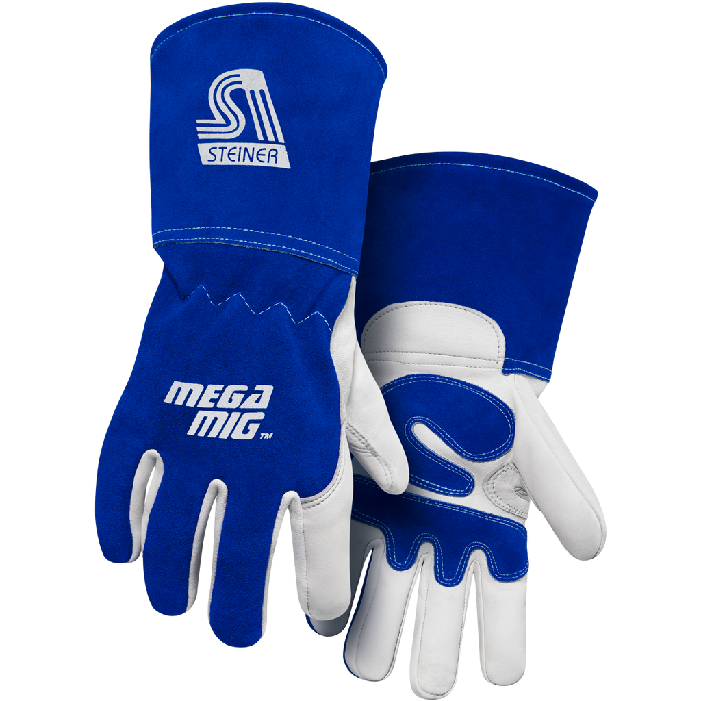 Steiner Industries 0255 MegaMIG Premium Heavyweight Grain Goatskin With Split Cowhide Back MIG Welding Gloves (One Dozen)