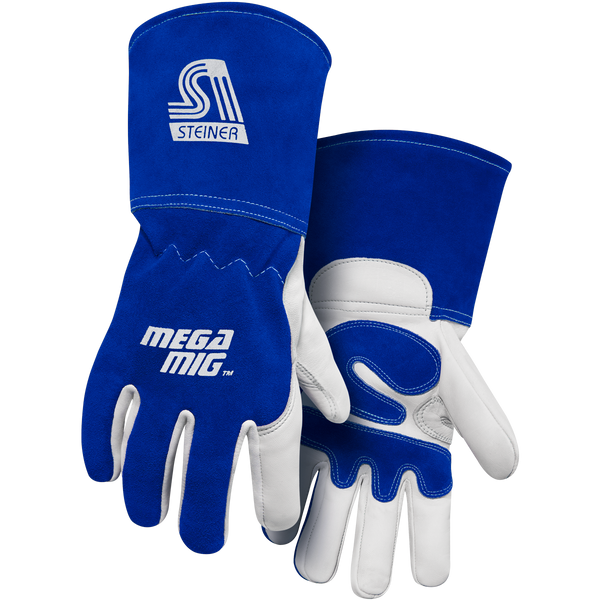 Steiner Industries 0255 MegaMIG Premium Heavyweight Grain Goatskin With Split Cowhide Back MIG Welding Gloves (One Dozen)